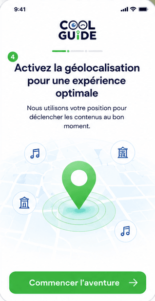 Écran d'onboarding : autorisation de la localisation