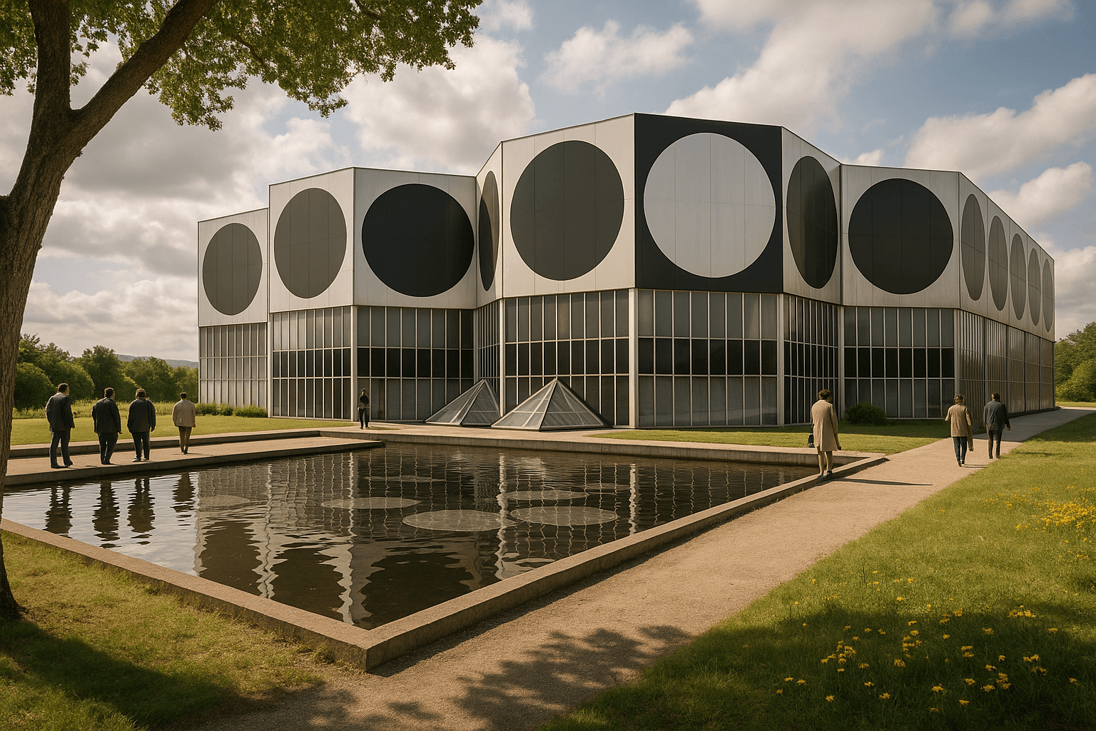 La Fondation Vasarely et ses façades géométriques en noir et blanc