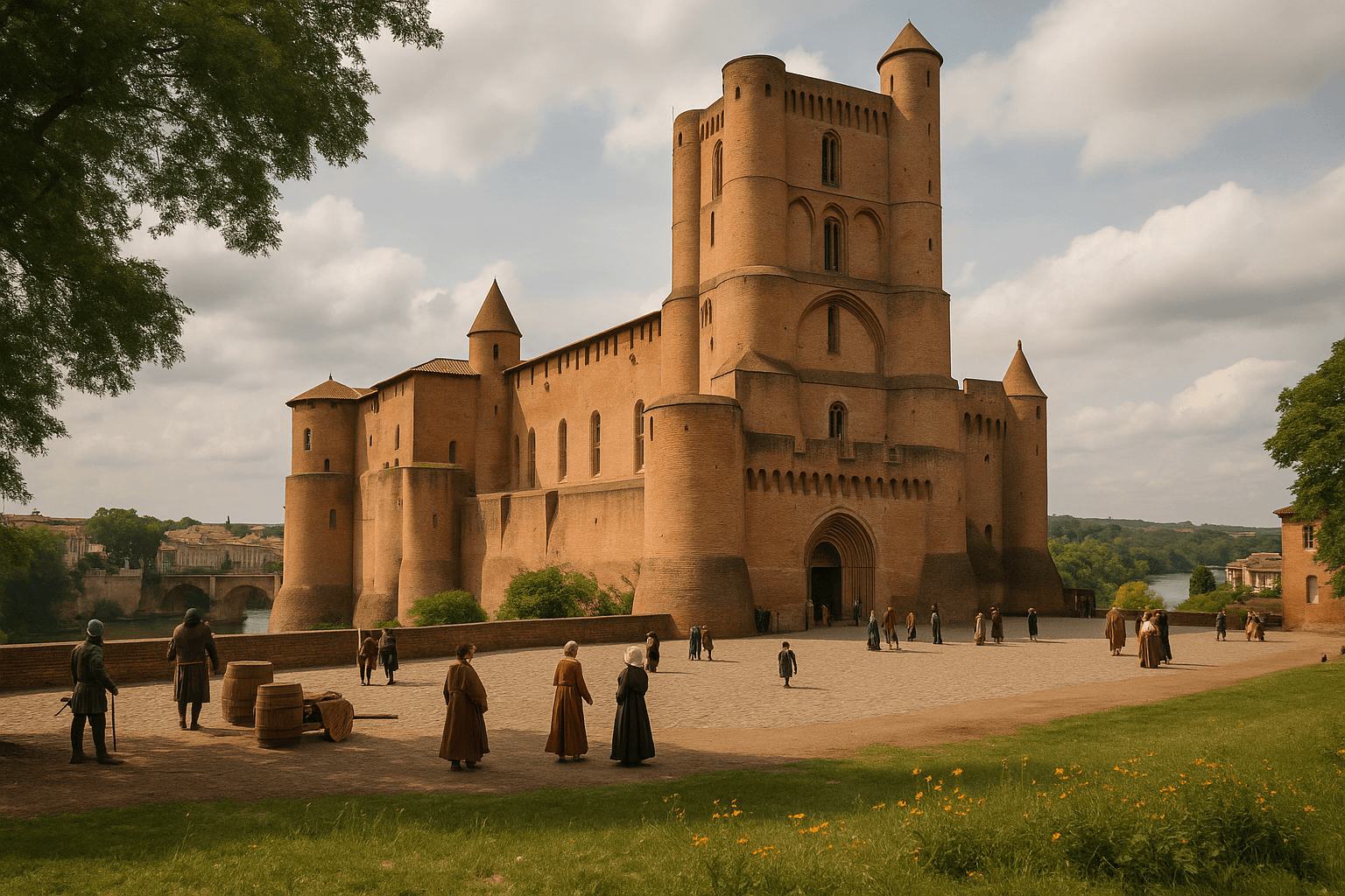 Façades en brique du palais de la Berbie abritant le musée Toulouse-Lautrec à Albi.