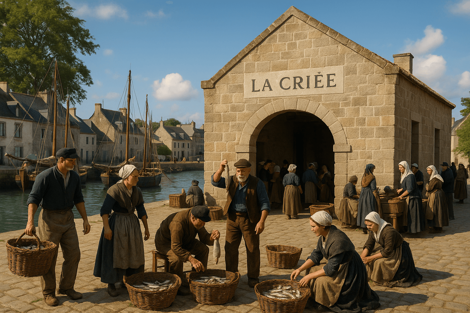 Bâtiment de la criée d’Arzon au bord du port