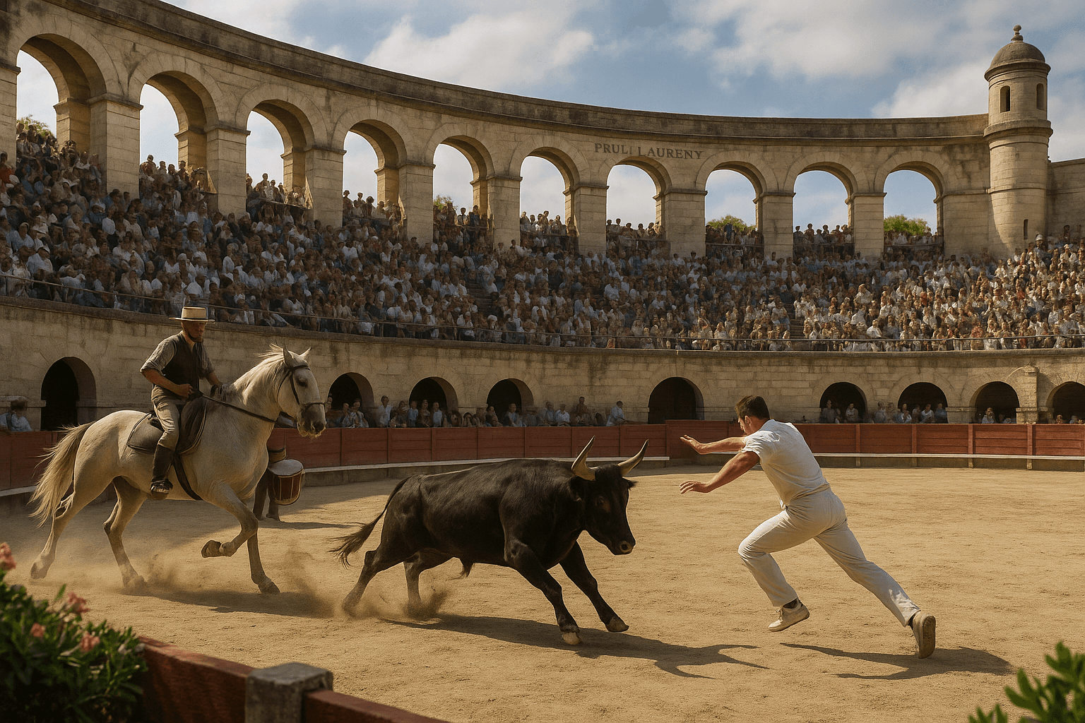 Les Arènes de Beaucaire, piste sableuse entourée de gradins dédiés aux traditions taurines