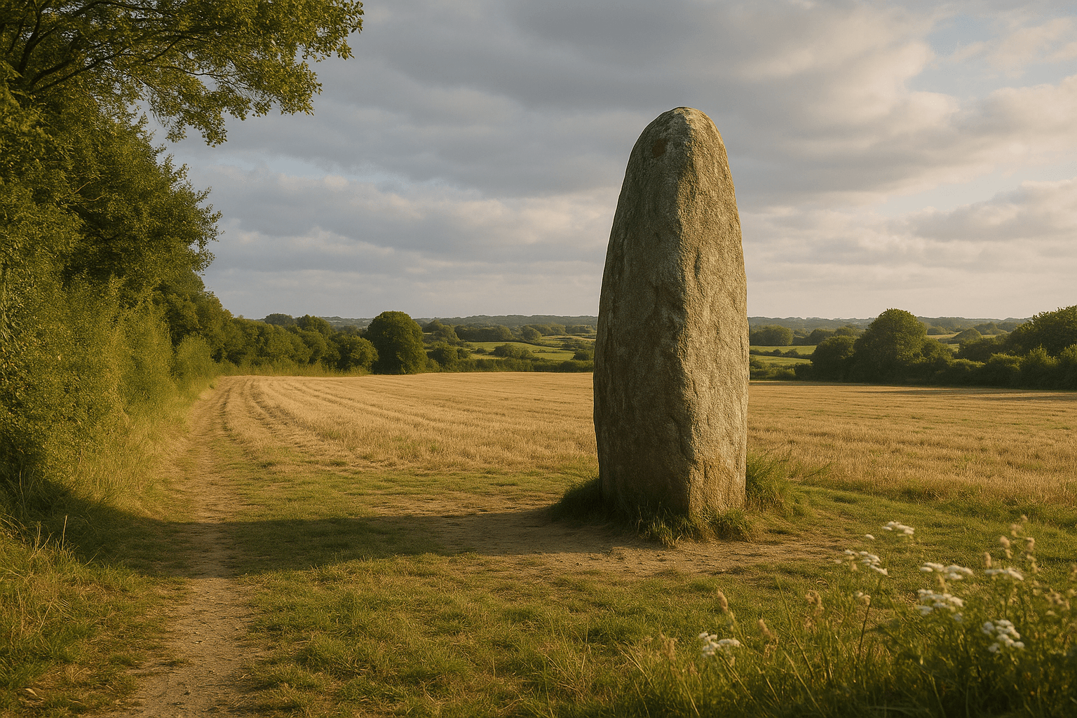 Le menhir de Vilionec à Belz, bloc de pierre dressé en pleine nature