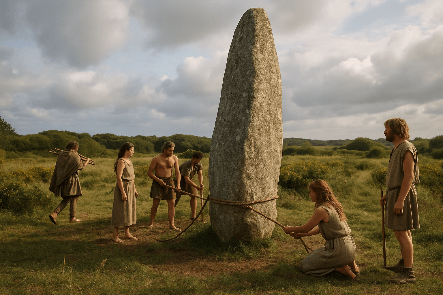 Le Menhir de Poulquer, bloc de pierre dressé dans le paysage de Bénodet