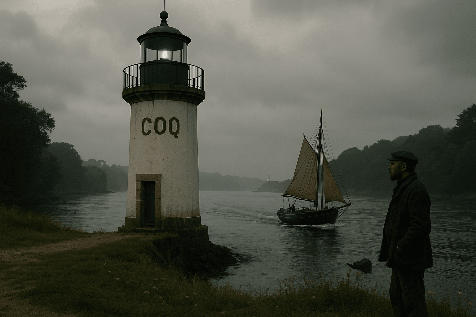 Le Phare du Coq à l’entrée de l’Odet, face au littoral de Bénodet