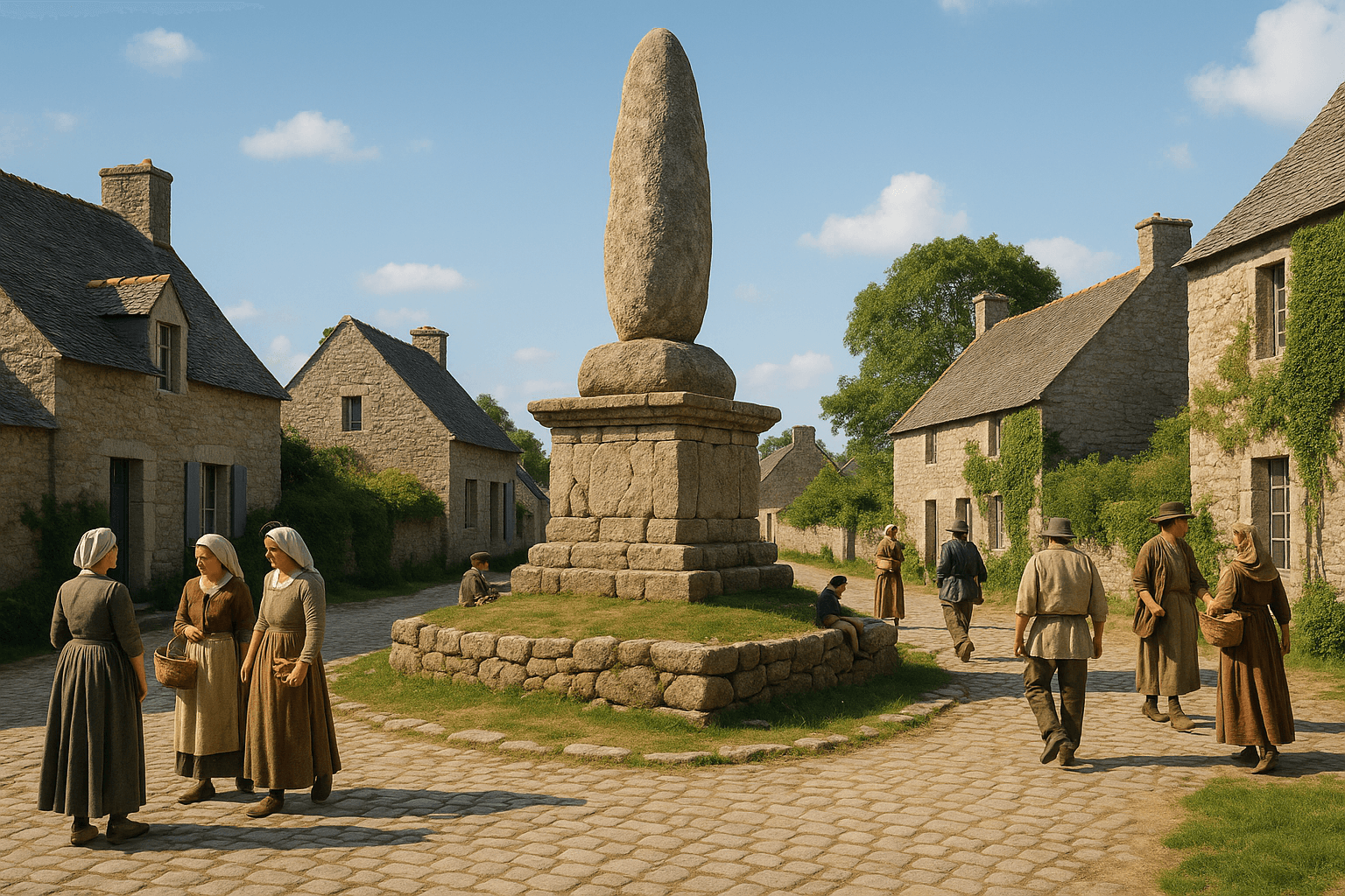 Le monument du Quiniec à Ploemel, structure en pierre isolée dans la campagne