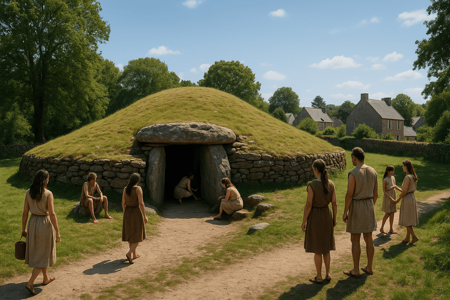 Tumulus-dolmen de Kercado avec entrée du couloir à Carnac