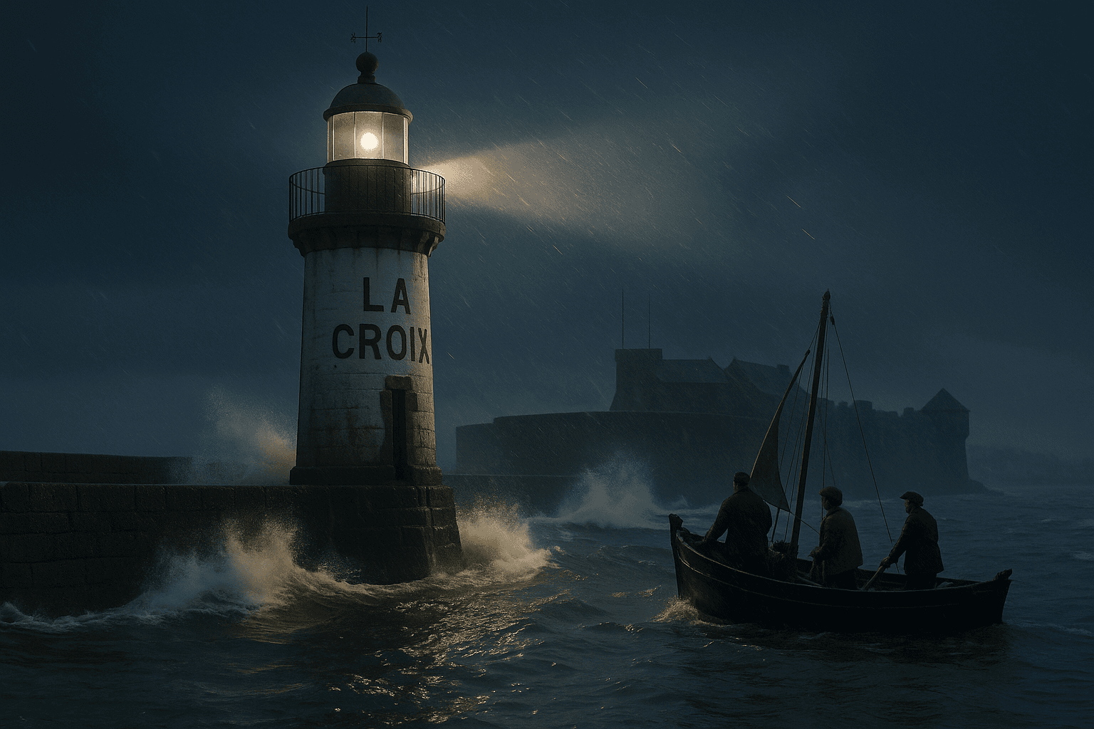 Le phare de La Croix à Concarneau, à l'entrée du port.