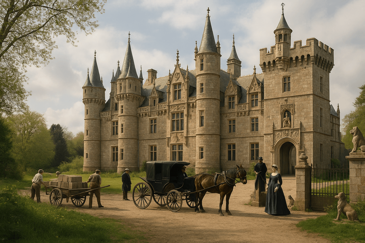 Le Château de Kériolet à Concarneau, architecture néogothique avec tourelles.