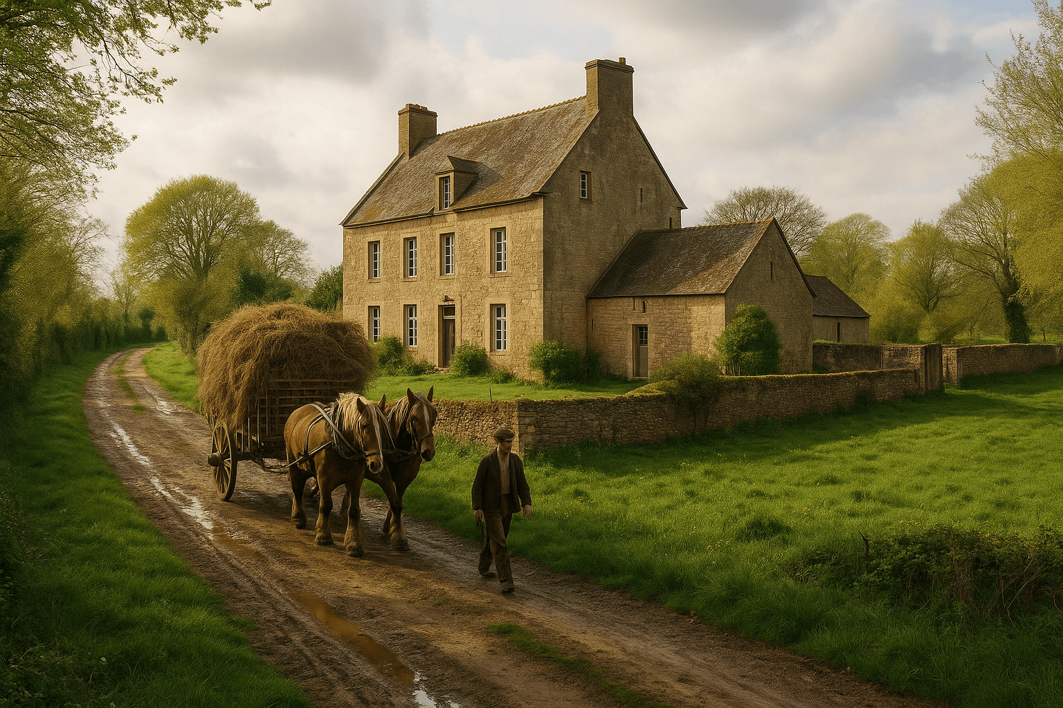 Le Château de Menneville dans son cadre bocager à Cricqueville-en-Bessin