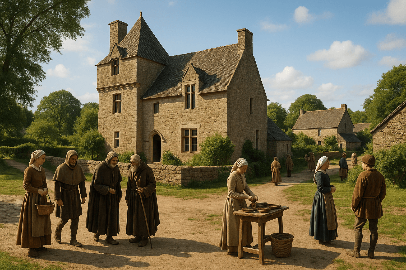 Manoir de Camarec à Elven, maison seigneuriale en pierre dans le bocage