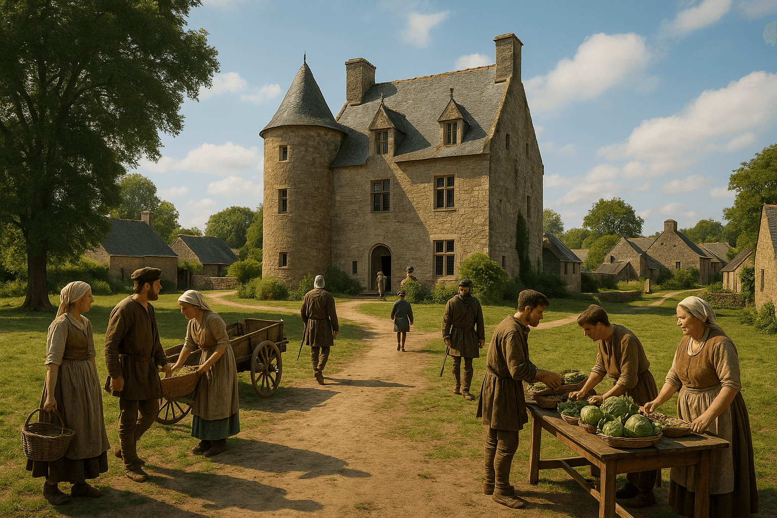 Château de Kerfily à Elven, demeure bretonne au milieu du paysage de bocage