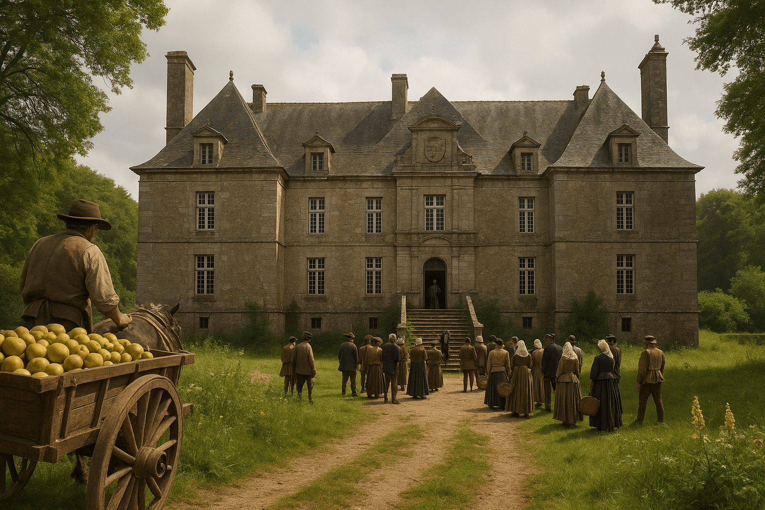 Le château de Lezergué à Ergué-Gabéric, entouré d’un paysage rural et boisé