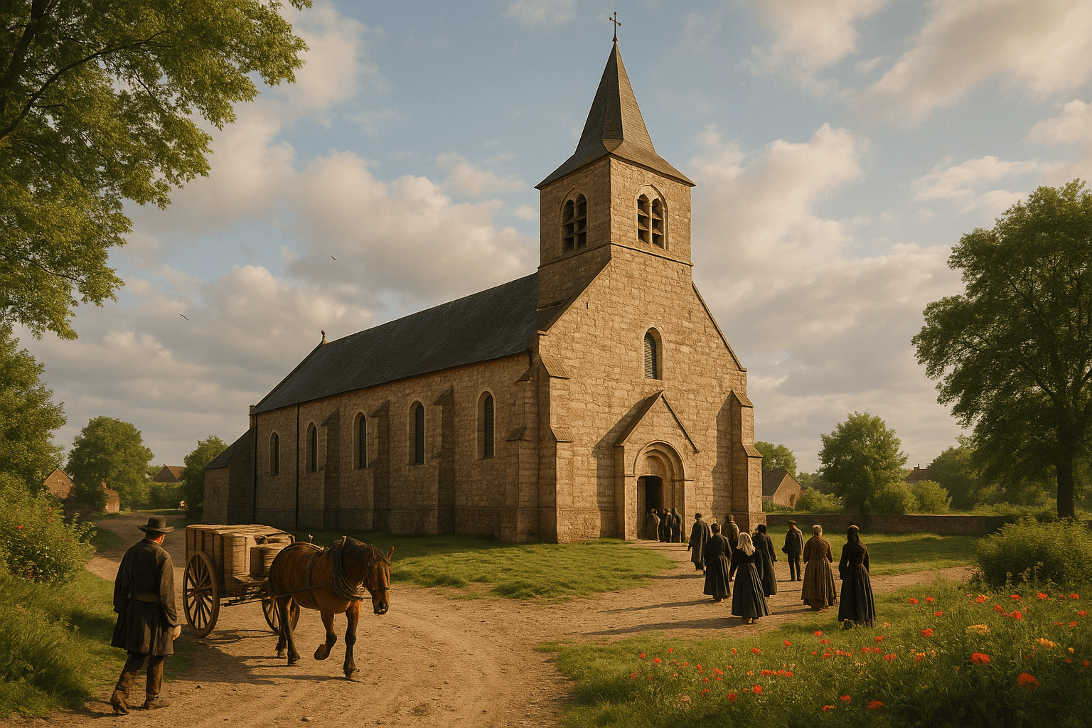 L’église Saint‑Martin de Feignies, vue extérieure de l’édifice au centre de la commune