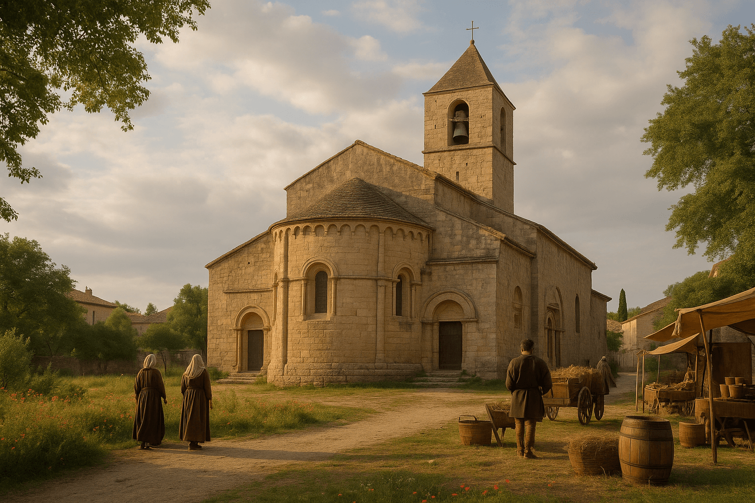 L’église Saint-Martin au cœur de Gallargues-le-Montueux, vue extérieure dans le centre ancien