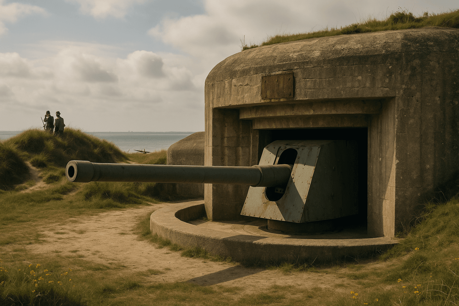 Les blockhaus à canons de la Seconde Guerre mondiale à Gâvres, structures en béton orientées vers le large
