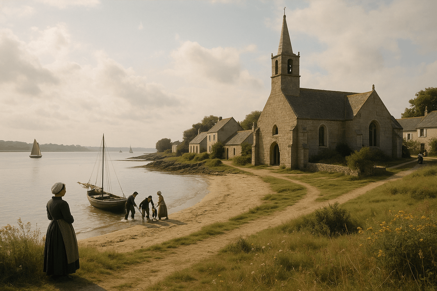 Le littoral de Beluré sur l’Île-d’Arz, vue sur le golfe du Morbihan