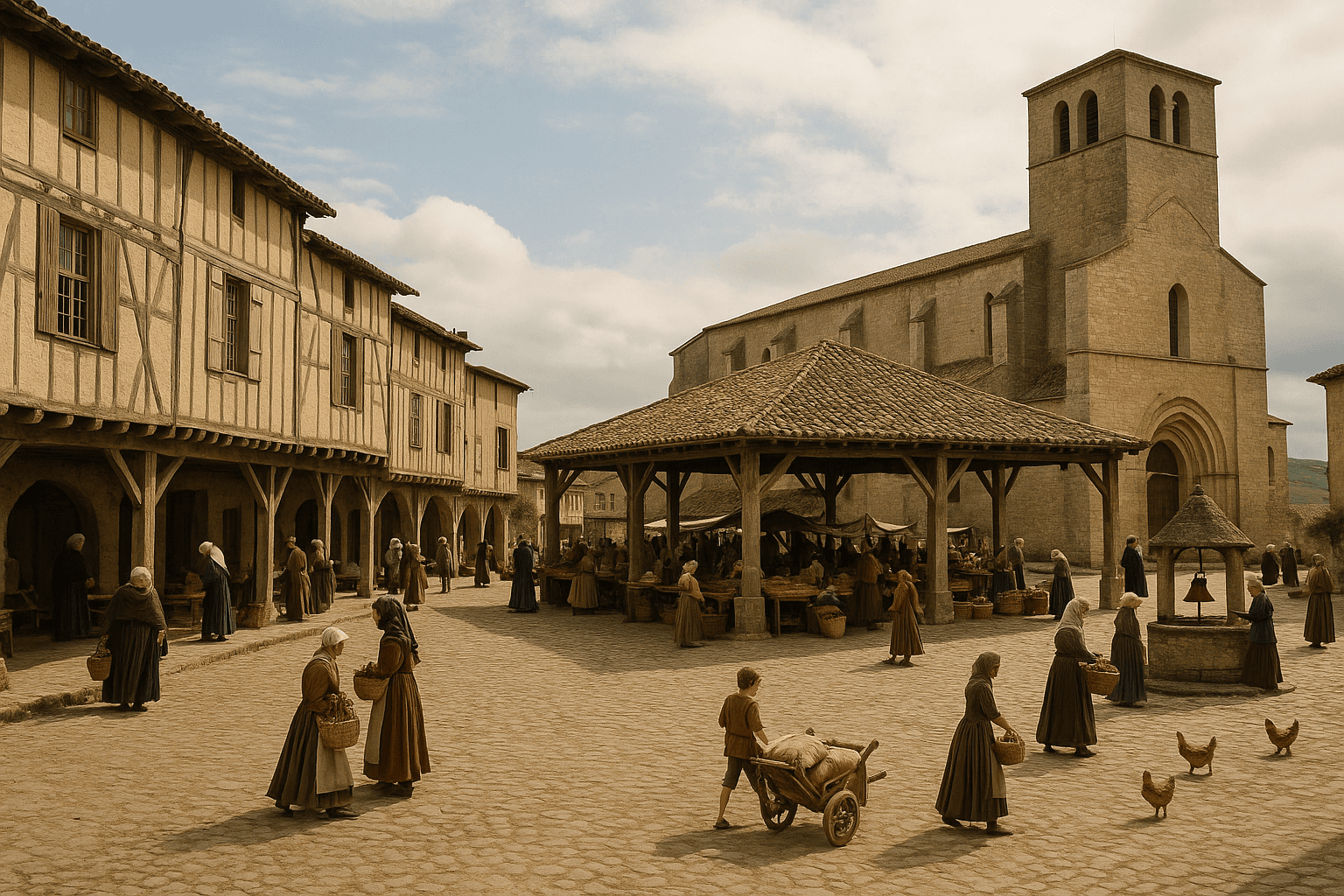 La Place du Mercadial entourée de façades anciennes au cœur de Lautrec