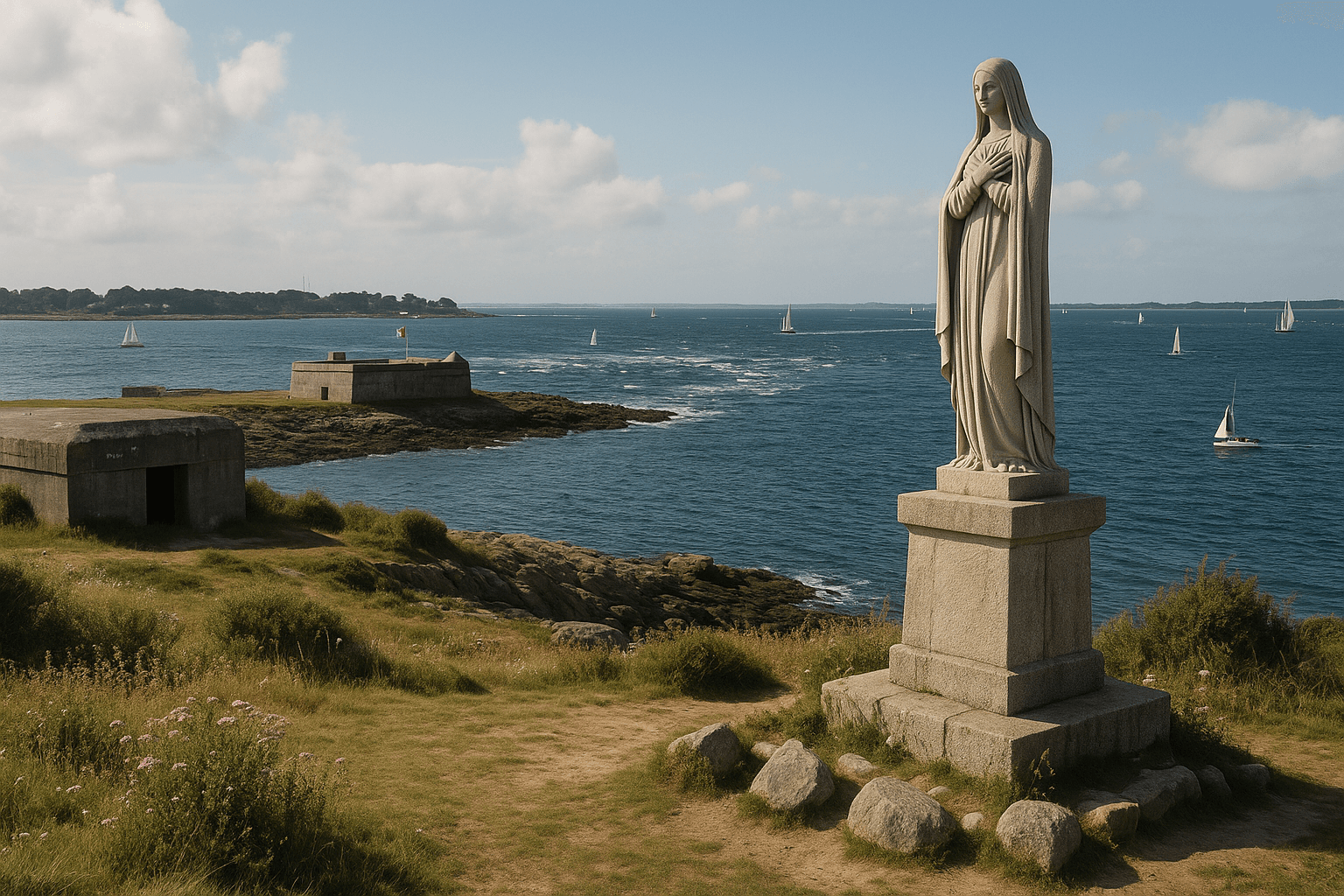 La Pointe de Kerpenhir face à l’entrée du golfe du Morbihan.