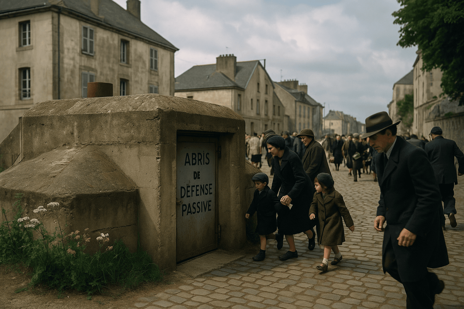 Entrée d’un abri de défense passive de la Seconde Guerre mondiale à Lorient