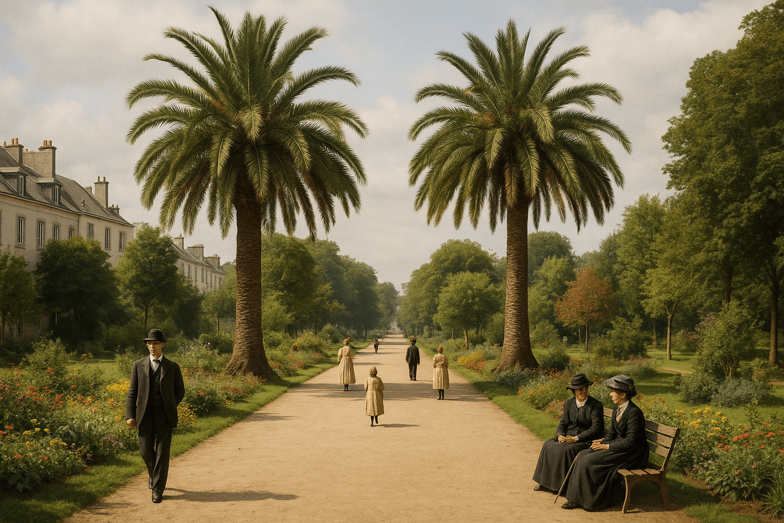 Le Jardin Mail du Faouëdic à Lorient, allées et pelouses en centre-ville