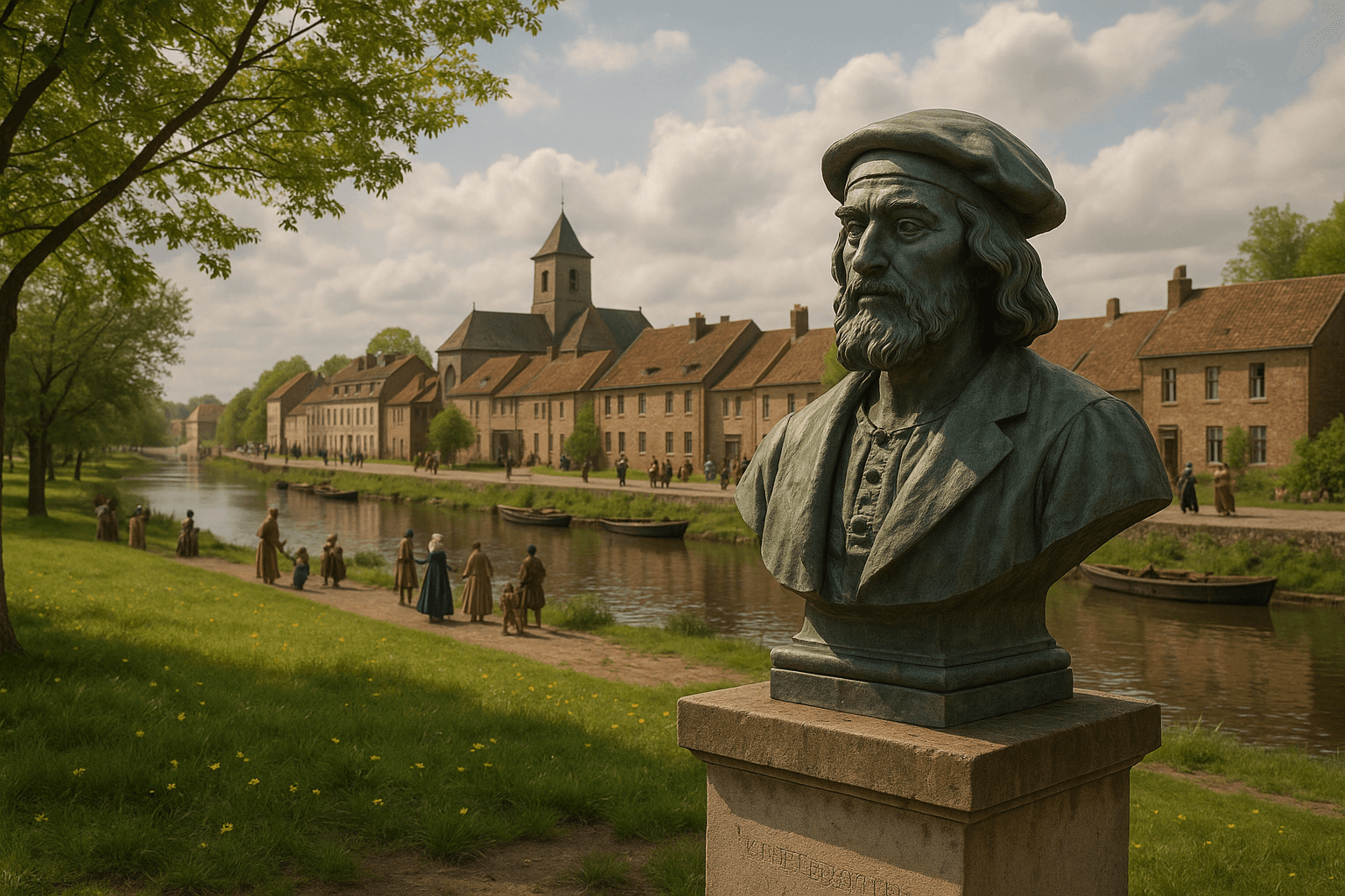 La statue de Jean Mabuse à Maubeuge, hommage à Jan Gossaert, peintre de la Renaissance.