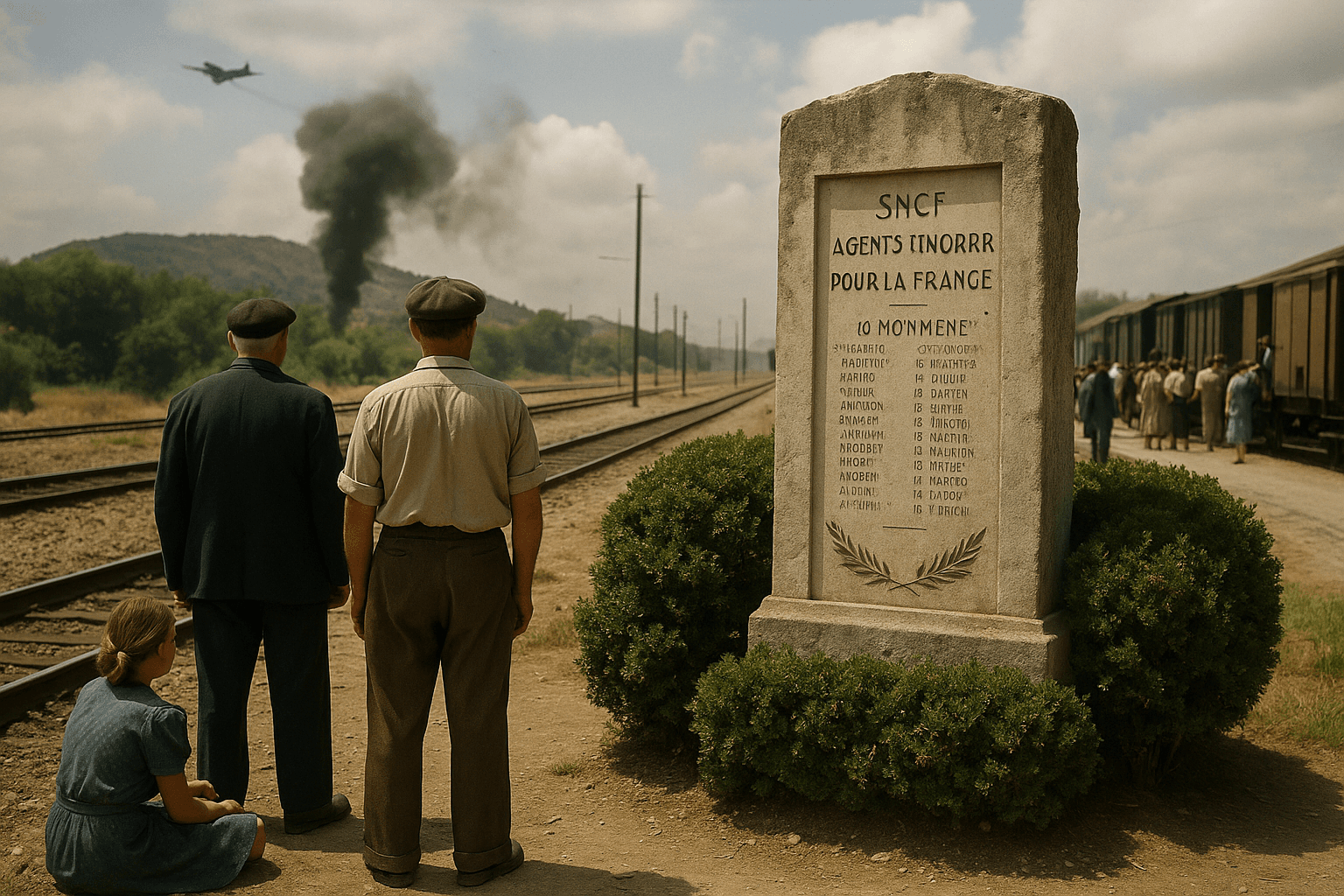 Stèle de la Gare de Miramas, monument en pierre dédié au rôle central de la gare