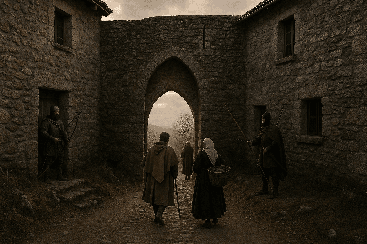 La poterne de Montarcher, petite ouverture des anciens remparts du village fortifié