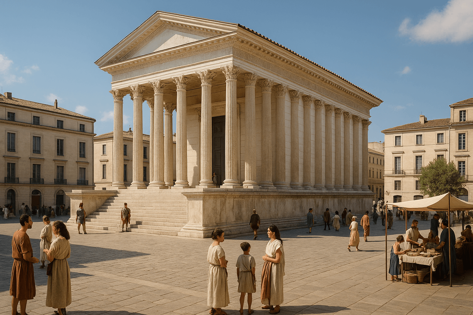 La Maison Carrée de Nîmes, temple romain à colonnes corinthiennes