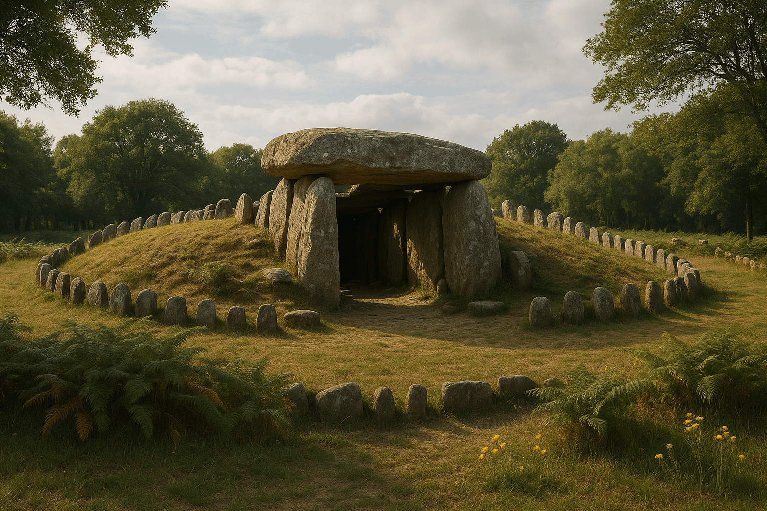 Le site de Mane-Bogad à Ploemel, paysage de bocage et chemins ruraux
