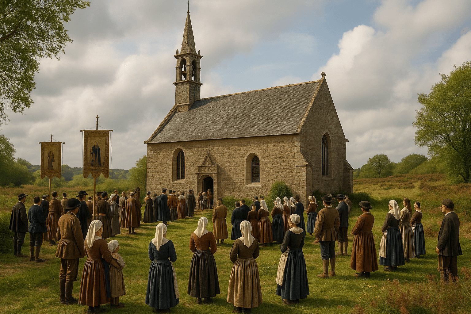 La chapelle Sainte-Avoye à Pluneret, posée dans la campagne environnante