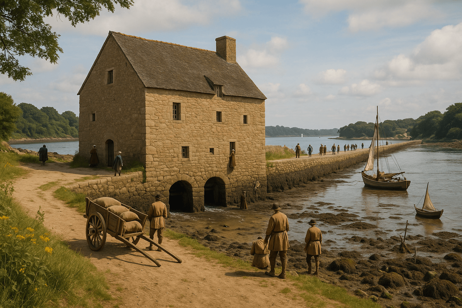 Le moulin à marée de Stervins à Riantec, sur le rivage de la Petite Mer de Gâvres