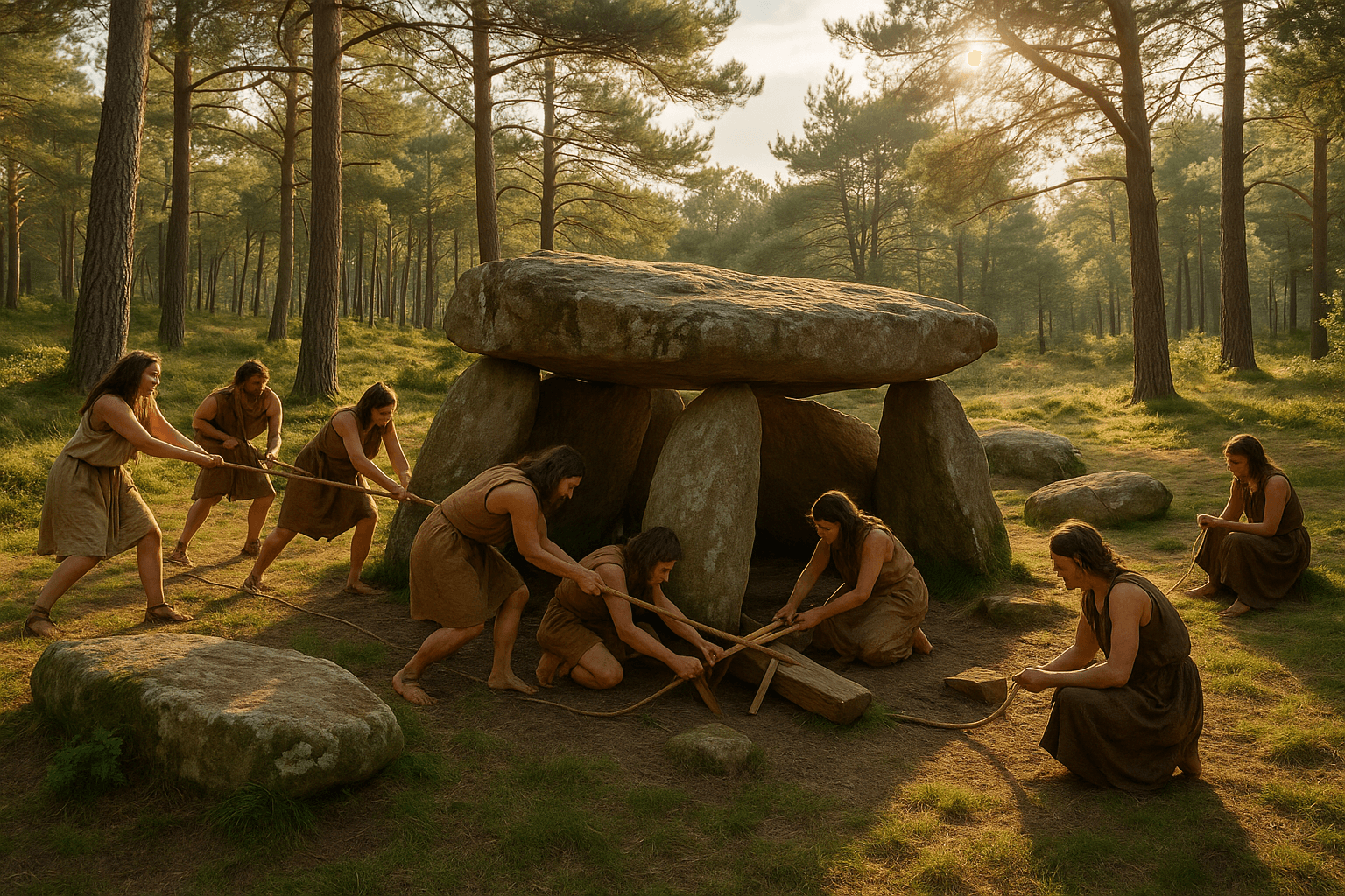 Le dolmen de Kerporel à Riantec, dalles de pierre formant une table funéraire