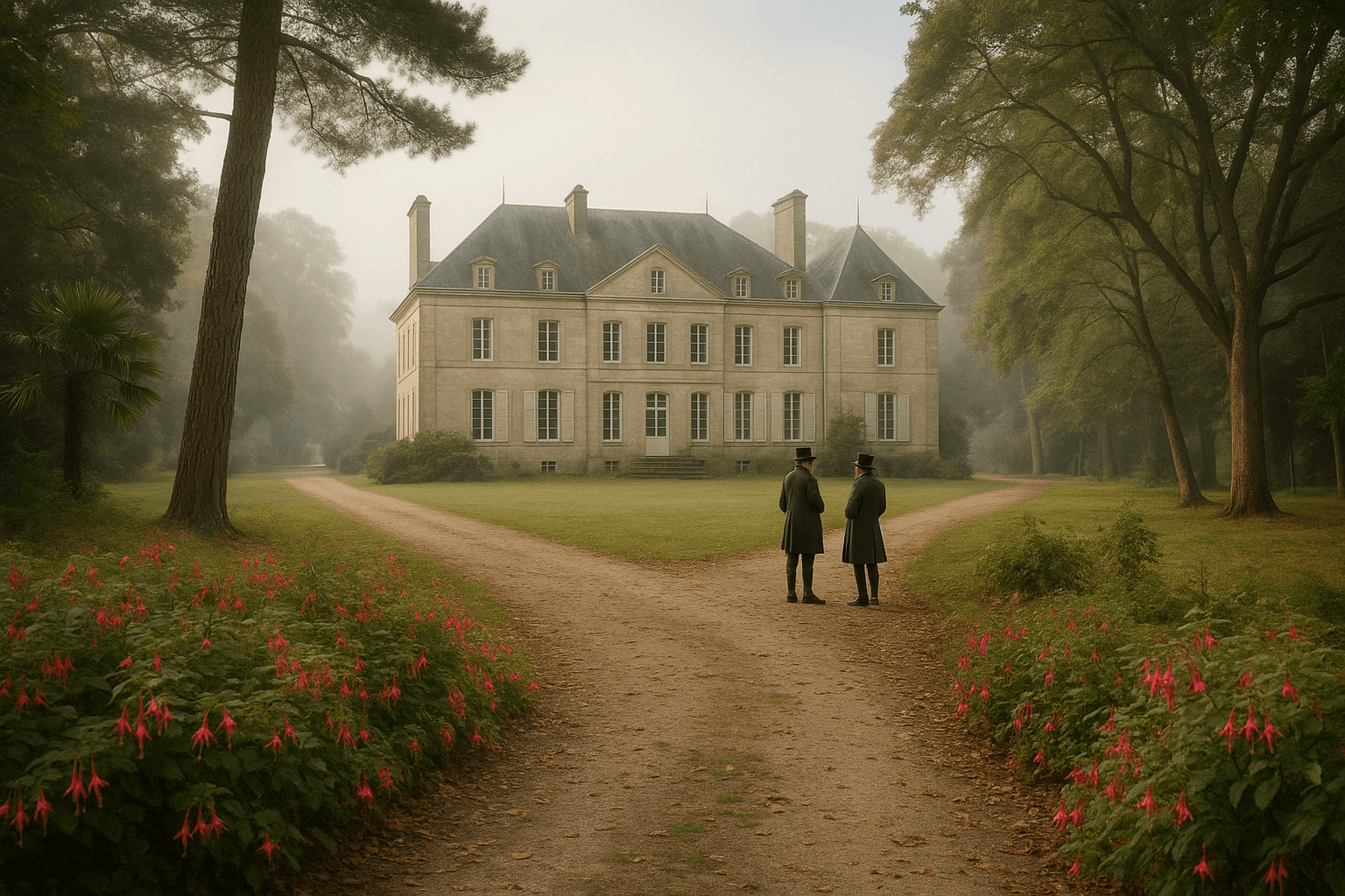 Le château de Kerdurand à Riantec, façade en pierre vue depuis le parc