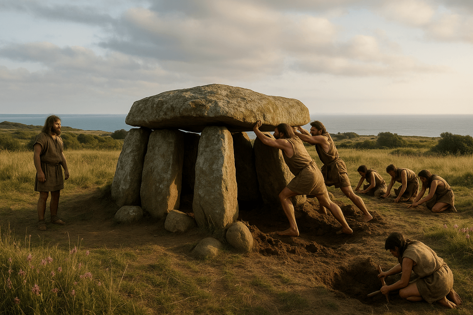 Dolmen du Port-aux-Moines, grandes dalles de pierre formant la chambre funéraire