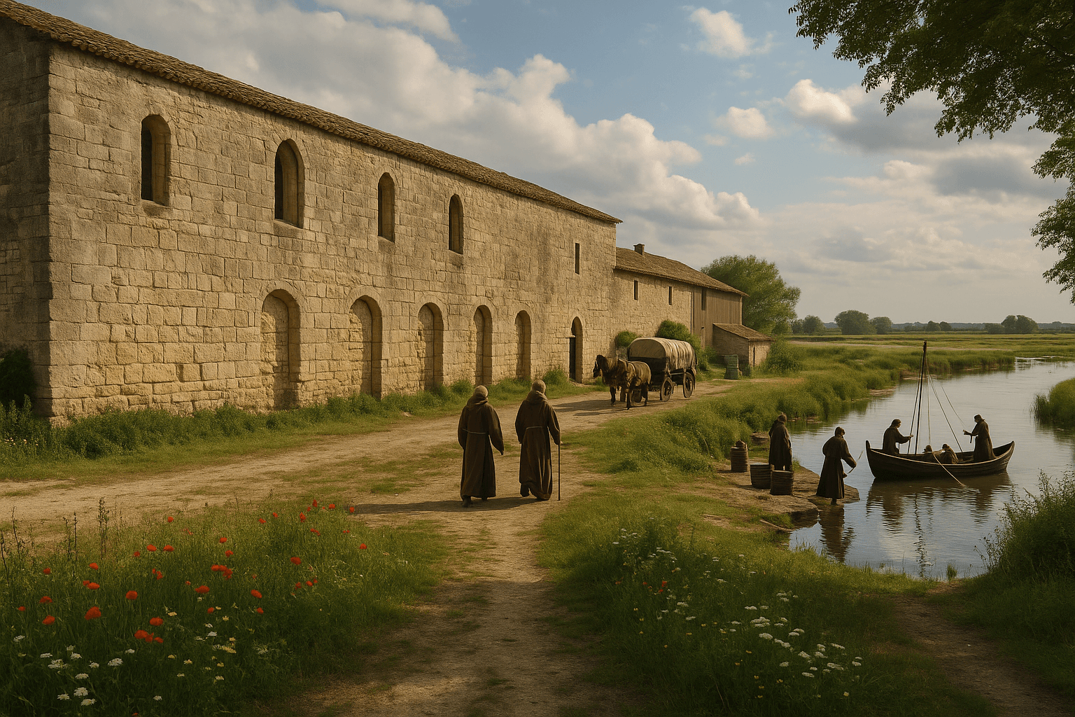 Les vestiges de l’ancienne abbaye de Psalmody au milieu des plaines de la Petite Camargue