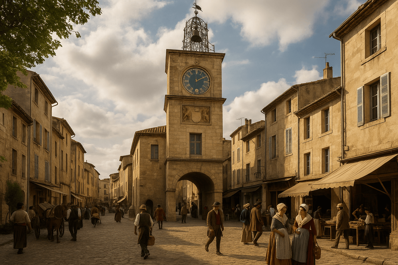 La Tour de l'Horloge de Salon-de-Provence avec son cadran et son campanile en fer forgé