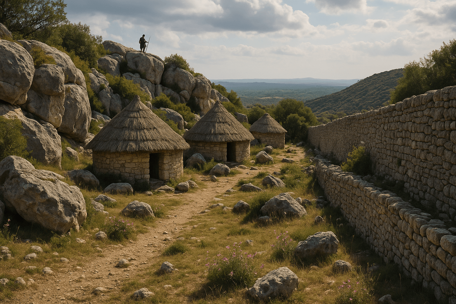 L’Oppidum de Mus au-dessus de Sauve, plateau rocheux offrant une vue sur le paysage cévenol.