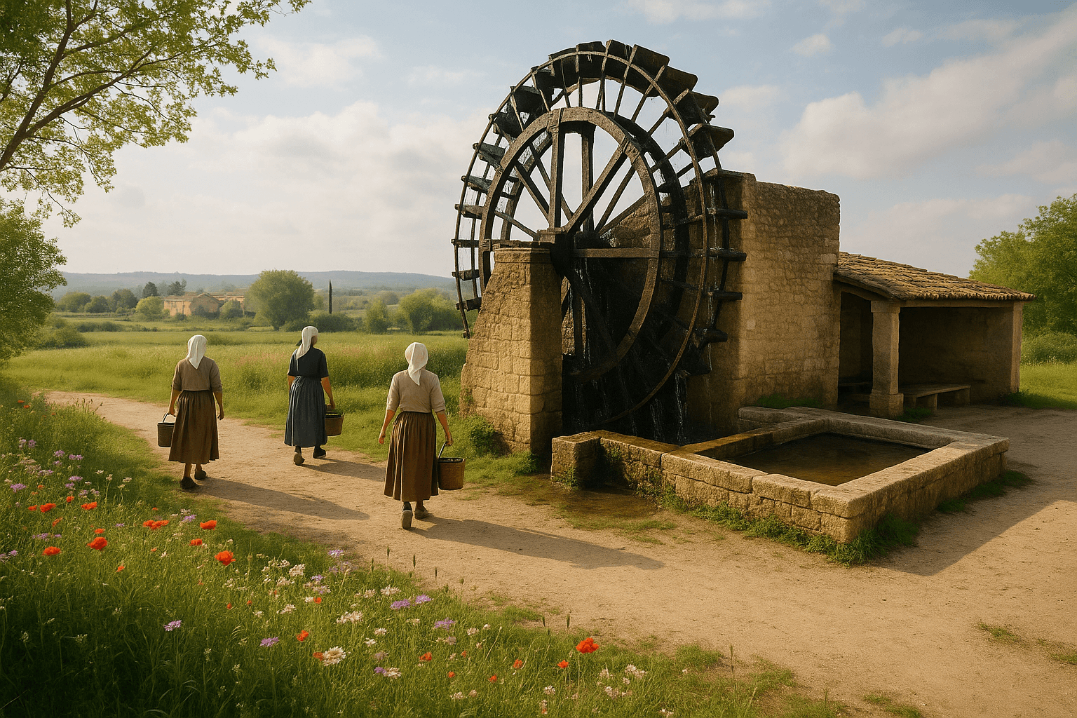 La noria de la route de Salinelles, ancien dispositif d'irrigation près de Sommières