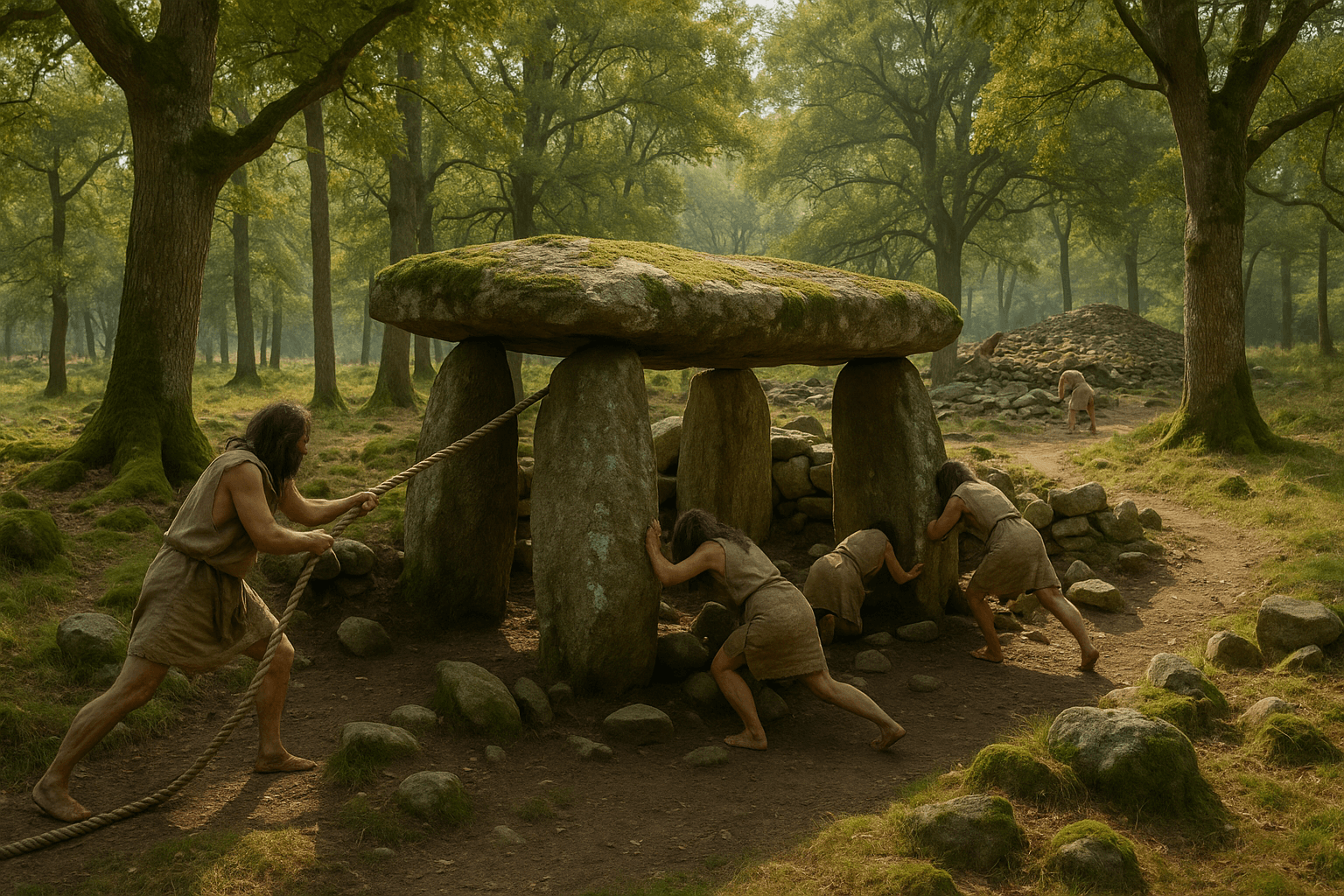 Le Dolmen de la Forêt de Coëby au milieu des arbres