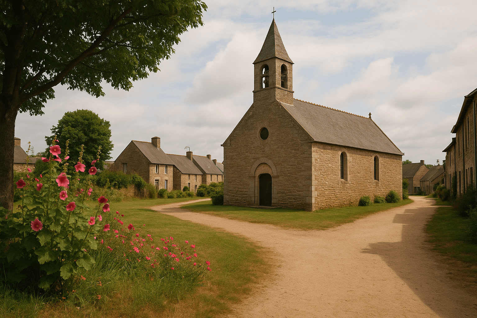L’église Saint-Martin de Trédion depuis la place du bourg