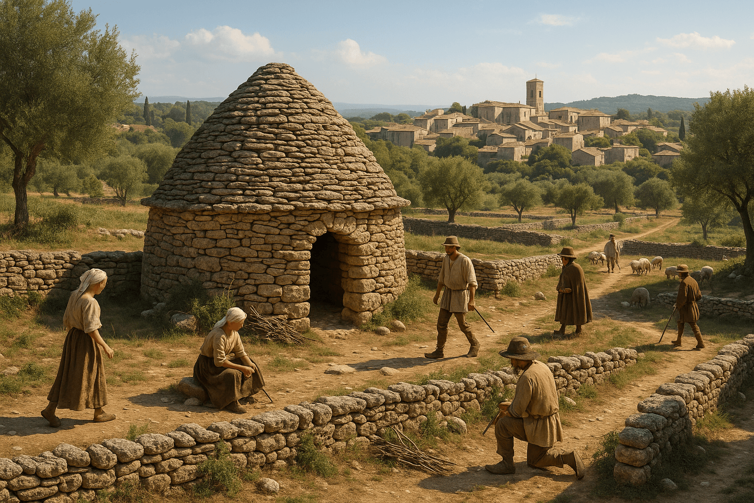 Capitelle en pierre sèche au milieu de la garrigue d’Uzès