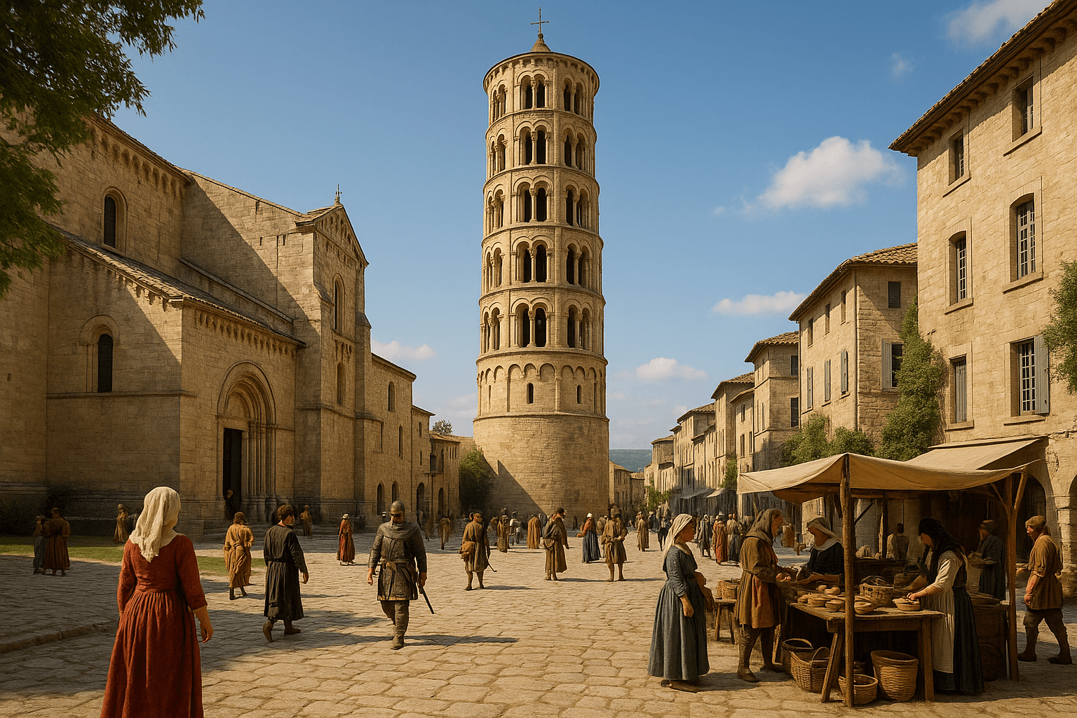 La Tour Fenestrelle, clocher roman ajouré accolé à la cathédrale Saint-Théodorit d’Uzès