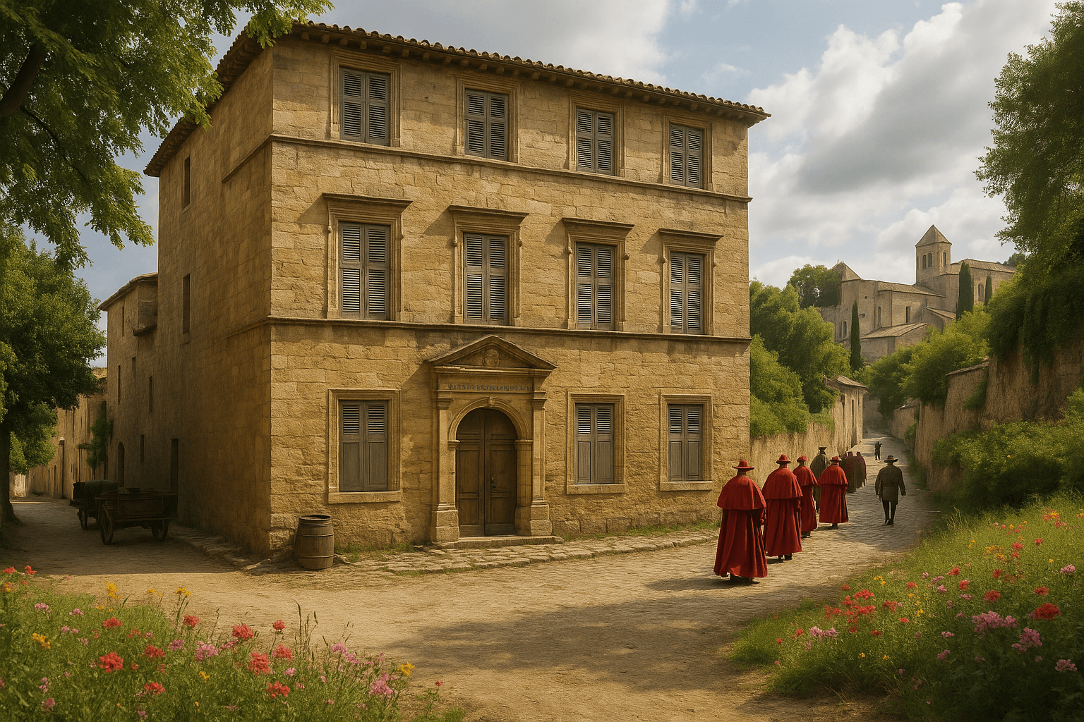 Façade du musée Pierre-de-Luxembourg à Villeneuve-lès-Avignon, ancienne demeure en pierre claire